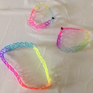 Rainbow Tattoo Choker and Bracelets